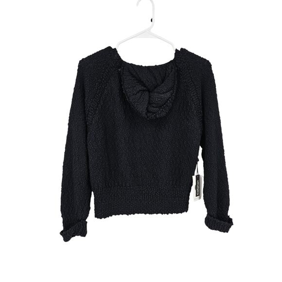 Callahan Hoodie Sweater Black Boucle Knit Square Neck Pullover Crop NWT Size S - Picture 6 of 6